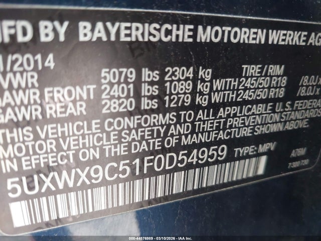Продаж на аукціоні авто 2015 Bmw X3 Xdrive28i, vin: 5UXWX9C51F0D54959, номер лоту: 44576989