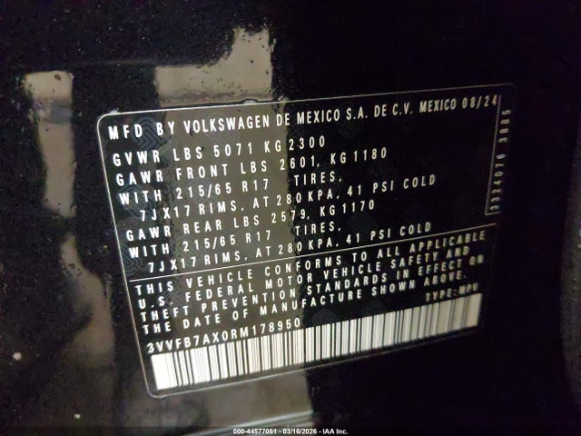 3VVFB7AX0RM178950 Volkswagen Tiguan 2.0t S
