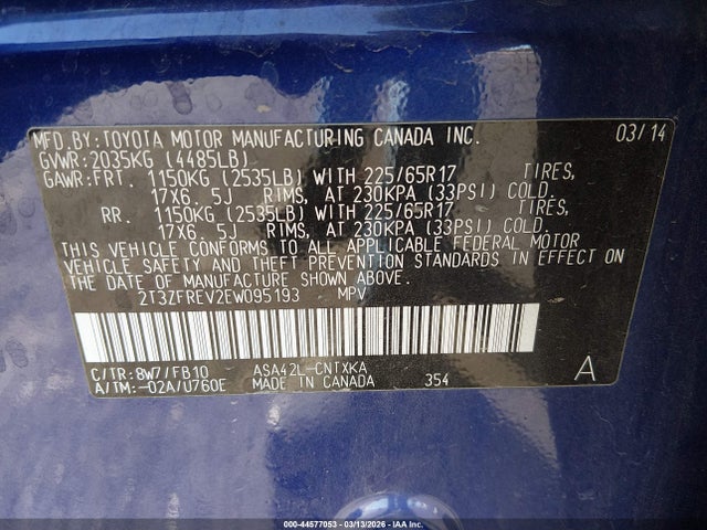 Toyota RAV4 LE 2014 2T3ZFREV2EW095193 Image 9
