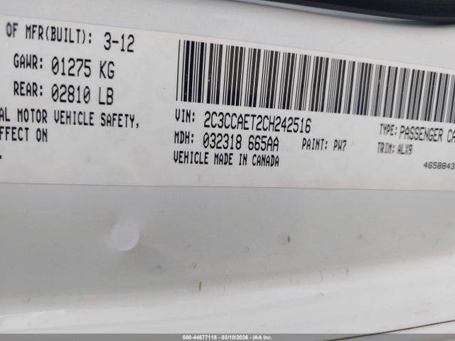 Aukcja sprzedaży 2012 Chrysler 300c, vin: 2C3CCAET2CH242516, numer aukcji: 44577118