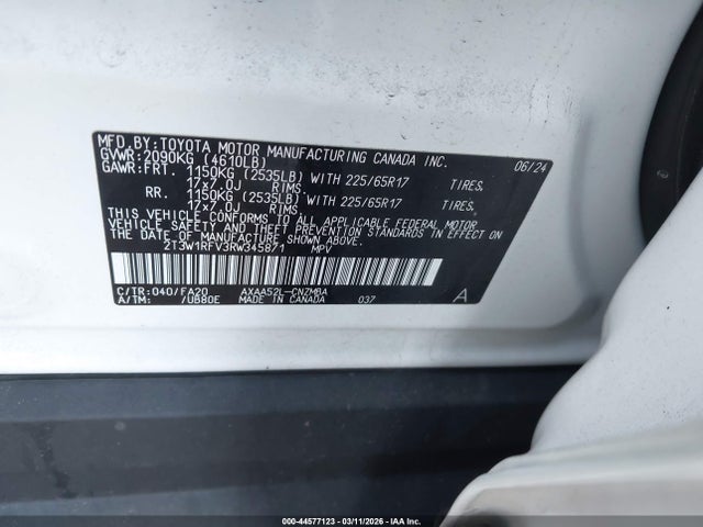 Продаж на аукціоні авто 2024 Toyota Rav4 Xle, vin: 2T3W1RFV3RW345871, номер лоту: 44577123