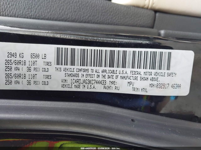 Dodge Durango Sxt Awd 2019 1C4RDJAG3KC744433 Image 9