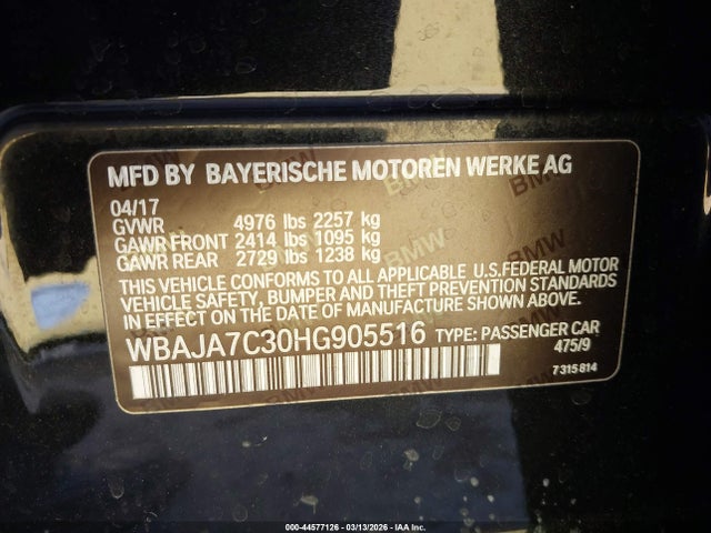 2017 BMW 530I WBAJA7C30HG905516 Photo 8