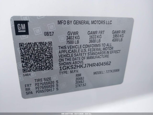 2017 GMC YUKON XL 1GKS2HKJ7HR404562 Photo 8