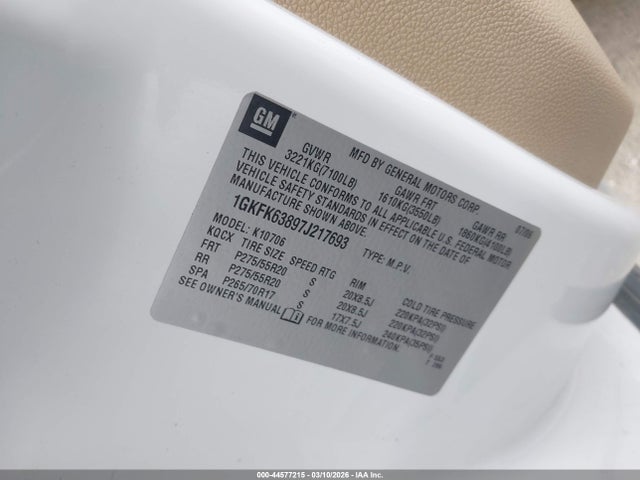 2007 GMC YUKON 1GKFK63897J217693 Photo 8