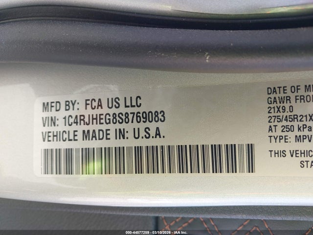 1C4RJHEG8S8769083 Jeep Grand Cherokee Summit 4x4