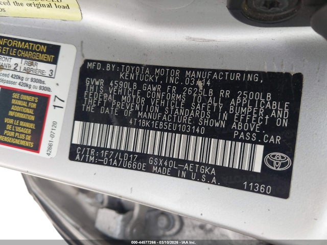Toyota AVALON XLE 2014 4T1BK1EB5EU103140 Image 9