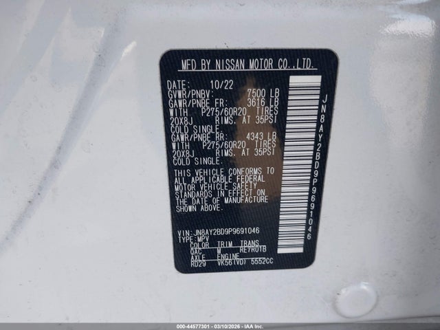 Nissan Armada Sl 4wd 2023 JN8AY2BD9P9691046 Image 9