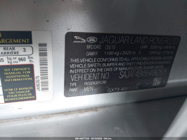 2017 JAGUAR XE SAJAF4BV5HA962675 Photo 8