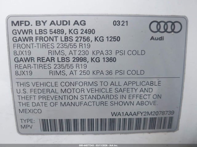 2021 AUDI Q5 WA1AAAFY2M2078739 Photo 8