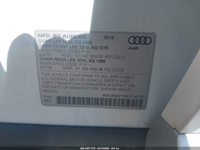 2019 AUDI Q5 WA1ANAFY3K2114715 Photo 8