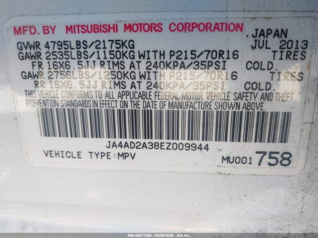2014 MITSUBISHI OUTLANDER JA4AD2A38EZ009944 Photo 8