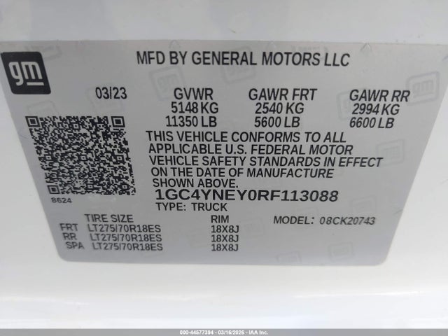 1GC4YNEY0RF113088 Chevrolet Silverado 2500hd 4wd Standard Bed Lt