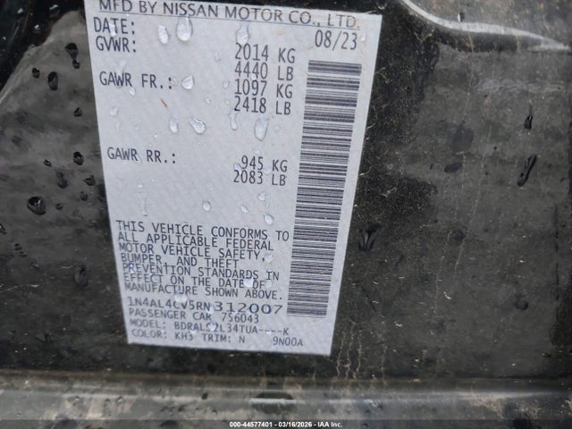 1N4AL4CV5RN312007 Nissan Altima Sr Vc-turbo Fwd