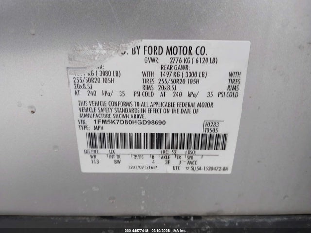 Ford EXPLORER XLT 2017 1FM5K7D80HGD98690 Image 9