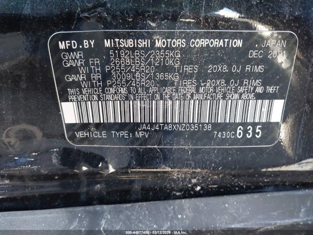 Продаж на аукціоні авто 2022 Mitsubishi Outlander Es 2.5 S-awc, vin: JA4J4TA8XNZ035138, номер лоту: 44577458