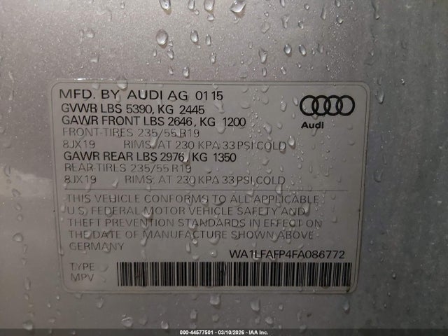 2015 AUDI Q5 WA1LFAFP4FA086772 Photo 8