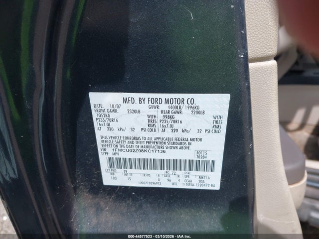 Aukcja sprzedaży 2008 Ford Escape Xls/xls Manual, vin: 1FMCU02Z08KC17136, numer aukcji: 44577523