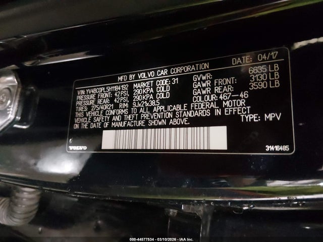 YV4BC0PL5H1184192 Volvo Xc90 Hybrid T8 Inscription
