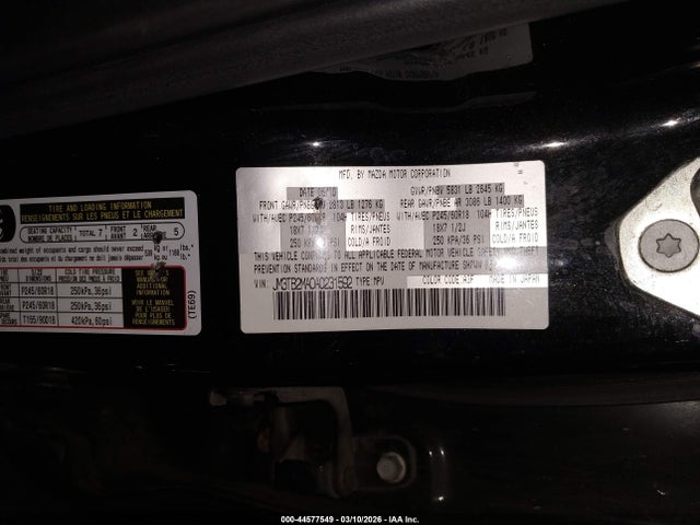 44577549 :رقم المزاد ، JM3TB2MA0A0231592 vin ، 2010 Mazda Cx-9 Touring مزاد بيع