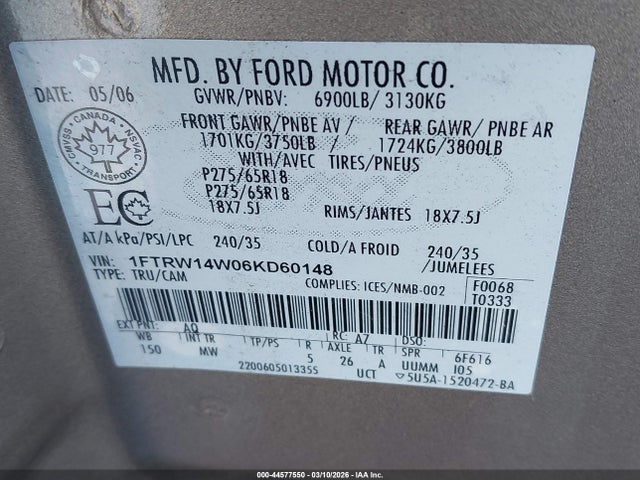 2006 FORD F-150 1FTRW14W06KD60148 Photo 8