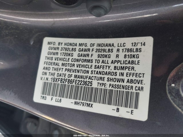 Honda CIVIC EX 2015 19XFB2F86FE223625 Image 9