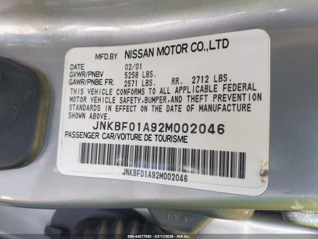 2002 Infiniti Q45 Luxury მანქანა იყიდება აუქციონზე, vin: JNKBF01A92M002046, აუქციონის ნომერი: 44577592