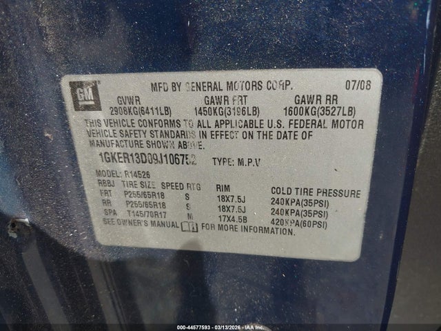 Продаж на аукціоні авто 2009 Gmc Acadia Sle-1, vin: 1GKER13D09J106752, номер лоту: 44577593