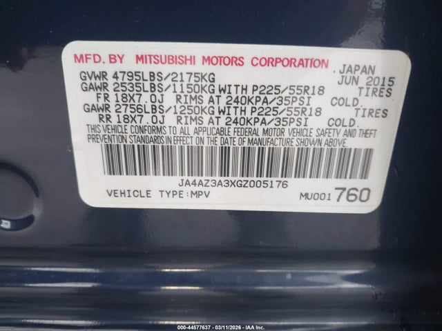 2016 MITSUBISHI OUTLANDER JA4AZ3A3XGZ005176 Photo 8