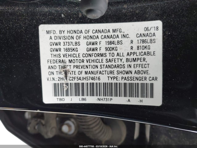 Honda Civic Lx 2018 2HGFC2F54JH574616 Image 9