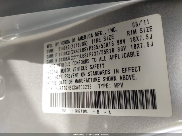 2012 ACURA RDX 5J8TB2H5XCA000235 Photo 8
