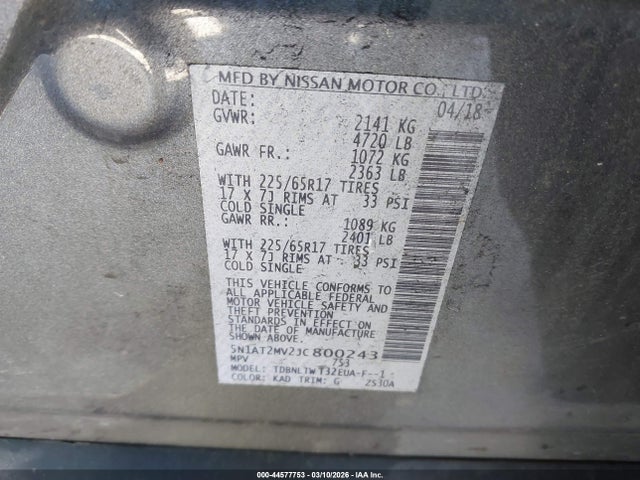 Nissan ROGUE SV 2018 5N1AT2MV2JC800243 Image 9