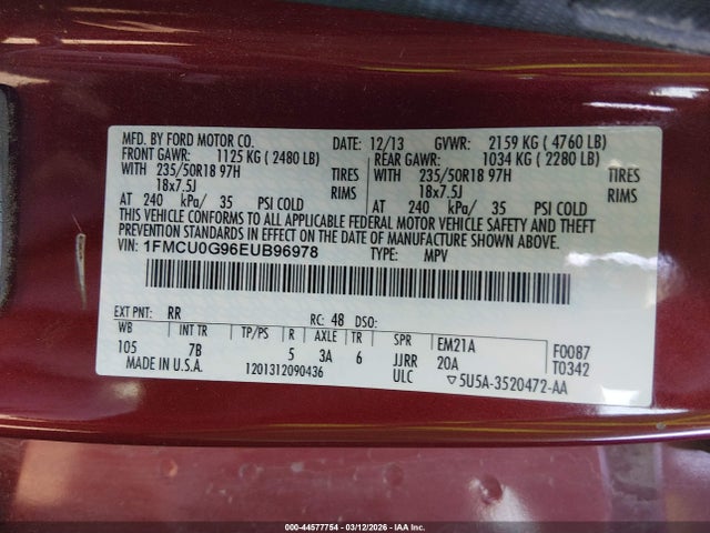 Ford ESCAPE SE 2014 1FMCU0G96EUB96978 Image 9
