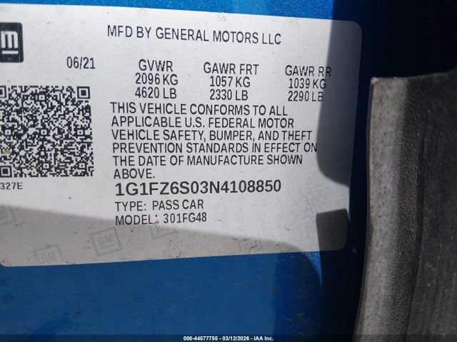 1G1FZ6S03N4108850 Chevrolet Bolt Euv Fwd Premier