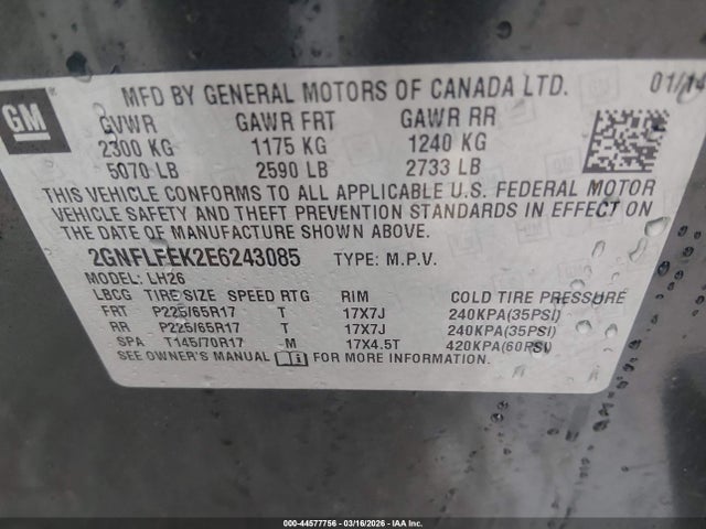 Chevrolet EQUINOX 1LT 2014 2GNFLFEK2E6243085 Image 9