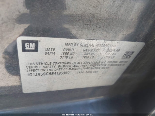 Chevrolet Sonic Ls Auto 2014 1G1JA5SG6E4195359 Image 9