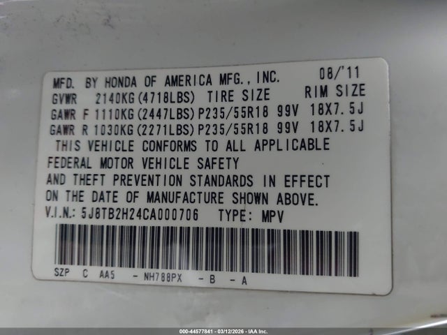 2012 ACURA RDX 5J8TB2H24CA000706 Photo 8