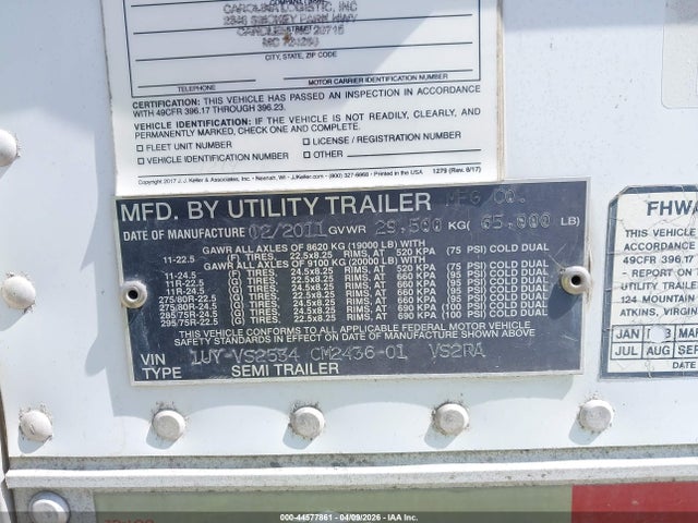 Aukcja sprzedaży 2012 Utility Trailer Mfg Trailer, vin: 1UYVS2534CM243601, numer aukcji: 44577861