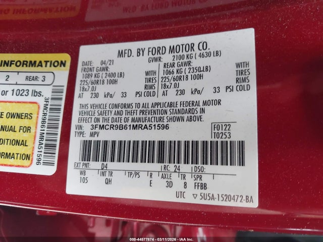 2021 FORD BRONCO SPORT 3FMCR9B61MRA51596 Photo 8