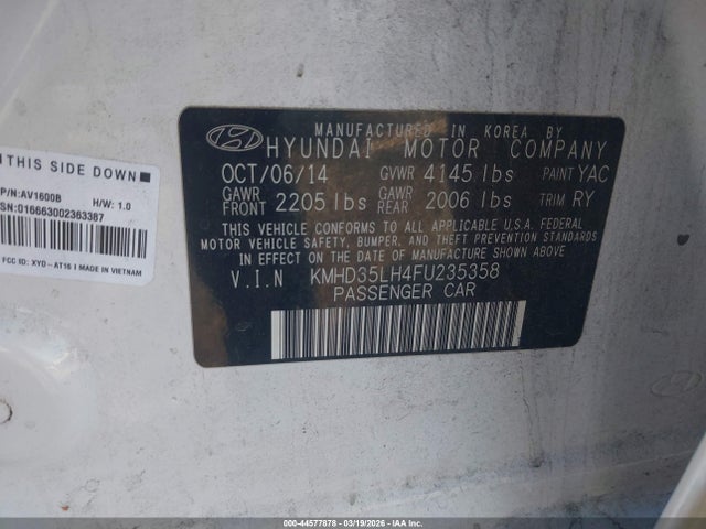 KMHD35LH4FU235358 Hyundai ELANTRA GT