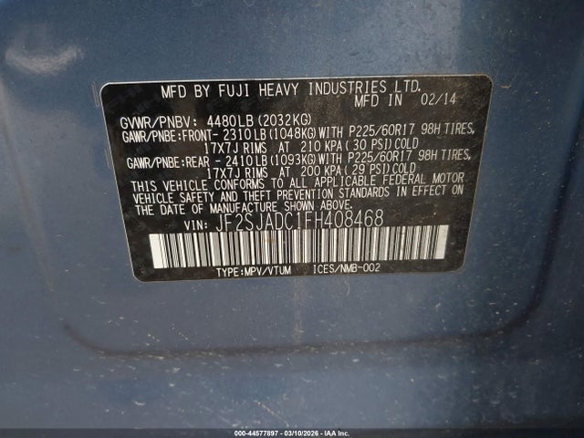 Продажа на аукционе авто 2015 Subaru Forester 2.5i Premium, vin: JF2SJADC1FH408468, номер лота: 44577897