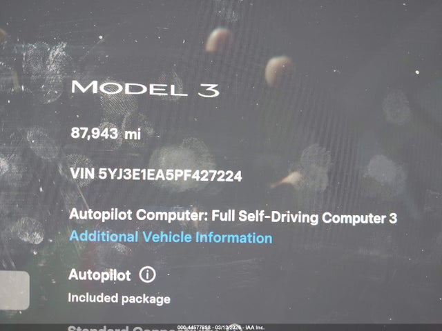 Продаж на аукціоні авто 2023 Tesla Model 3 Rear-wheel Drive, vin: 5YJ3E1EA5PF427224, номер лоту: 44577898