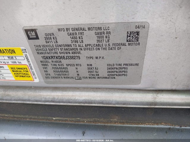 Продажа на аукционе авто 2014 Gmc Acadia Denali, vin: 1GKKRTKD6EJ338279, номер лота: 44577913