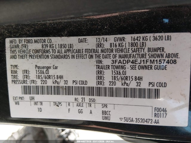 Ford FIESTA SE 2015 3FADP4EJ1FM157408 Image 9
