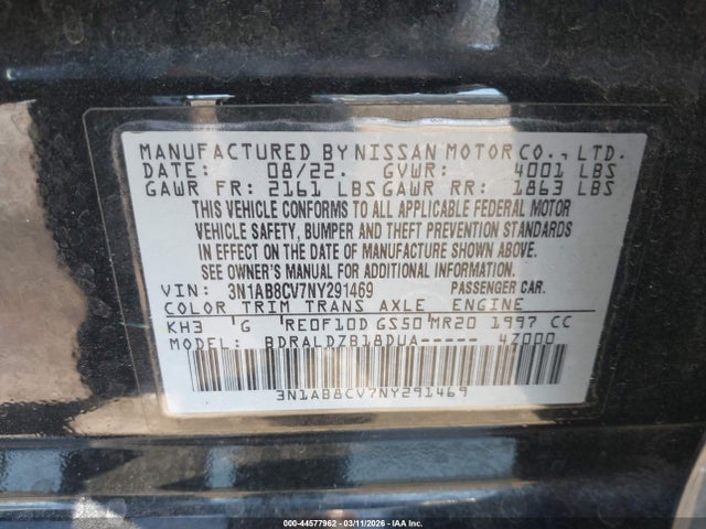 Nissan Sentra Sv Xtronic Cvt 2022 3N1AB8CV7NY291469 Image 9