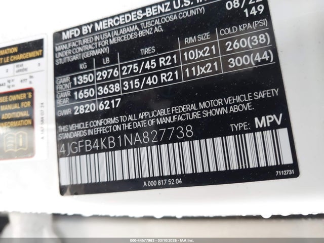 Продажа на аукционе авто 2022 Mercedes-benz Gle 350 4matic, vin: 4JGFB4KB1NA827738, номер лота: 44577983