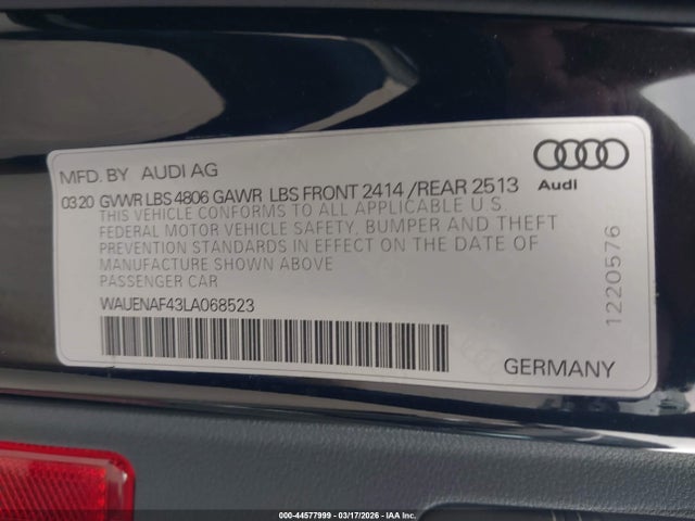 WAUENAF43LA068523 Audi A4 Premium Plus 45 Tfsi Quattro S Tronic