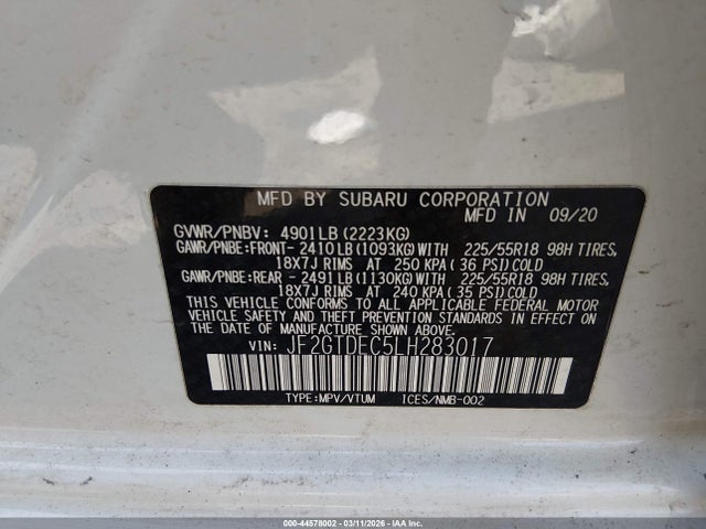 2020 SUBARU CROSSTREK JF2GTDEC5LH283017 Photo 8
