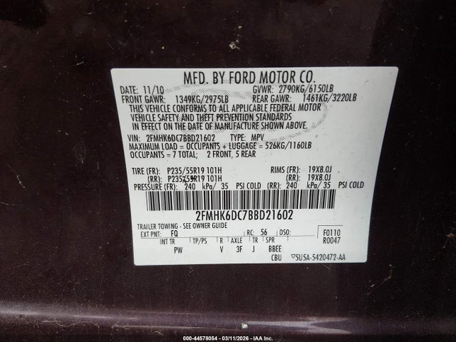 2011 FORD FLEX 2FMHK6DC7BBD21602 Photo 8