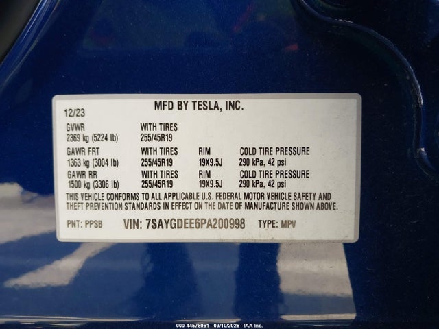 7SAYGDEE6PA200998 Tesla Model Y Awd/long Range Dual Motor All-wheel Drive